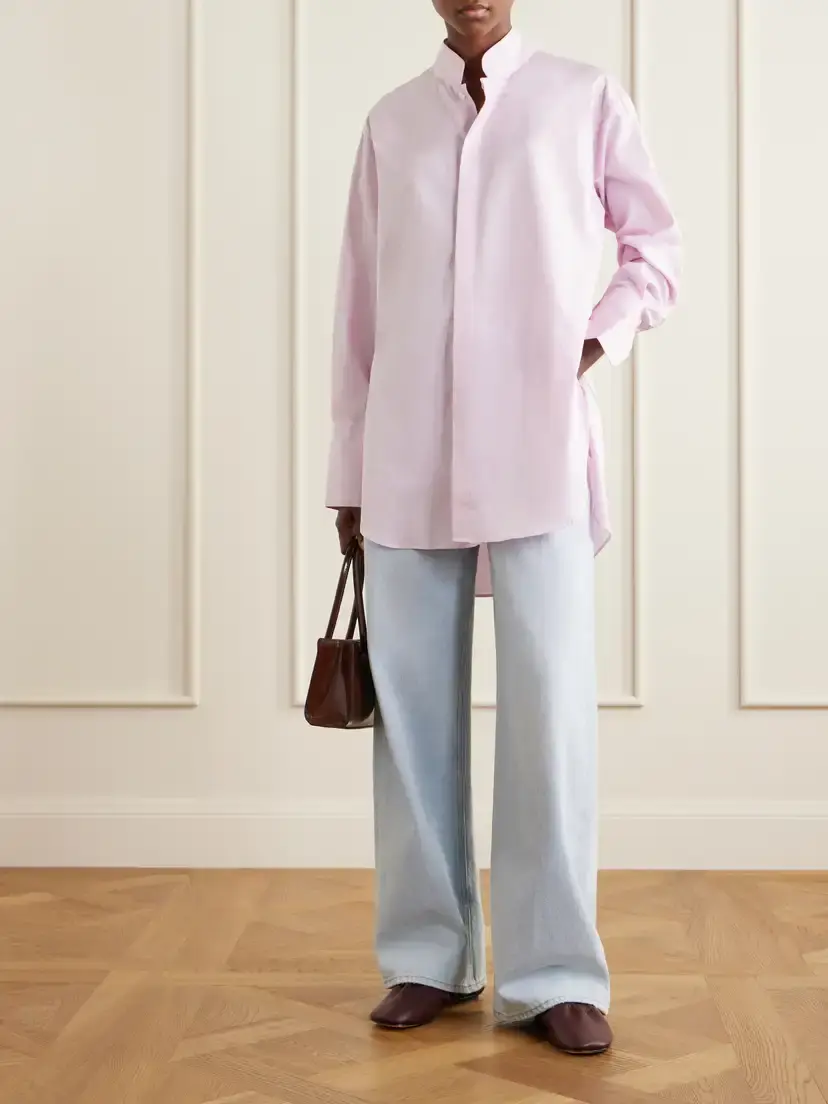 Comme Si Mandarin-collar Striped Cotton-poplin Tunic | Thumbnail 2