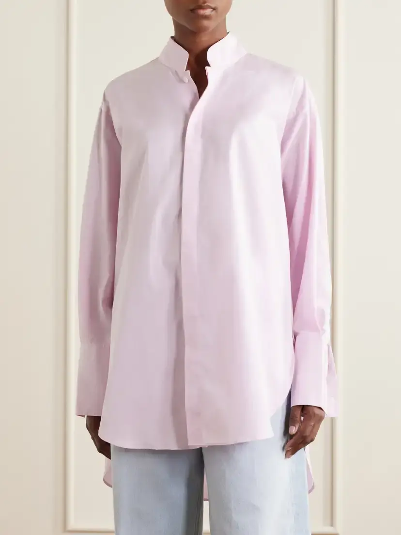 Comme Si Mandarin-collar Striped Cotton-poplin Tunic | Thumbnail 3