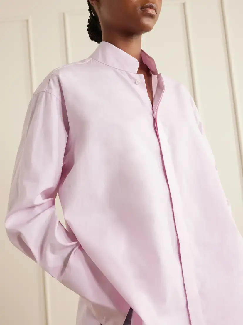 Comme Si Mandarin-collar Striped Cotton-poplin Tunic | Thumbnail 5