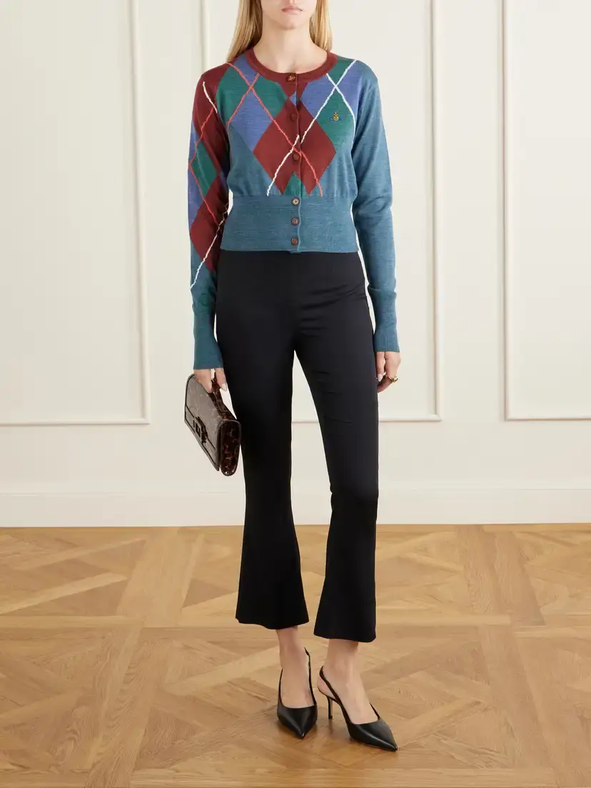 Vivienne Westwood Logo-embroidered Checked Wool And Cotton-blend Cardigan - Multi | Thumbnail 2