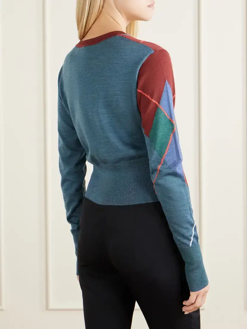 Vivienne Westwood Logo-embroidered Checked Wool And Cotton-blend Cardigan - Multi | Thumbnail 3