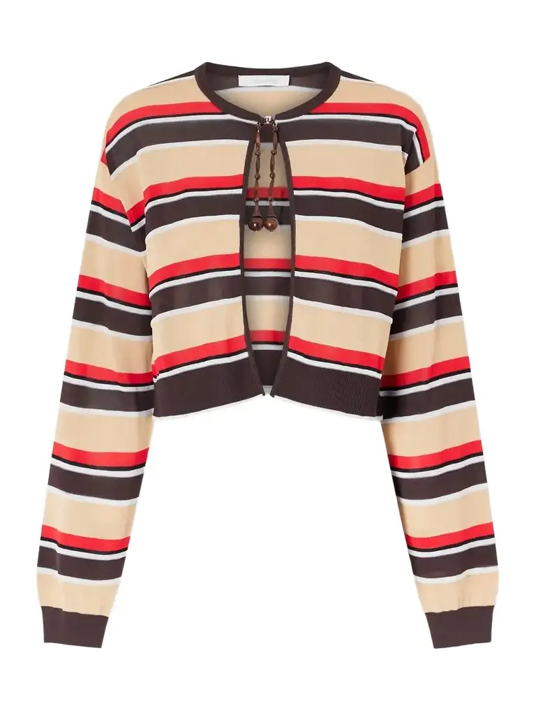 Rabanne Bead-embellished Striped Knitted Cardigan | Image 1 Rabanne Bead-embellished Striped Knitted Cardigan | Image 1
