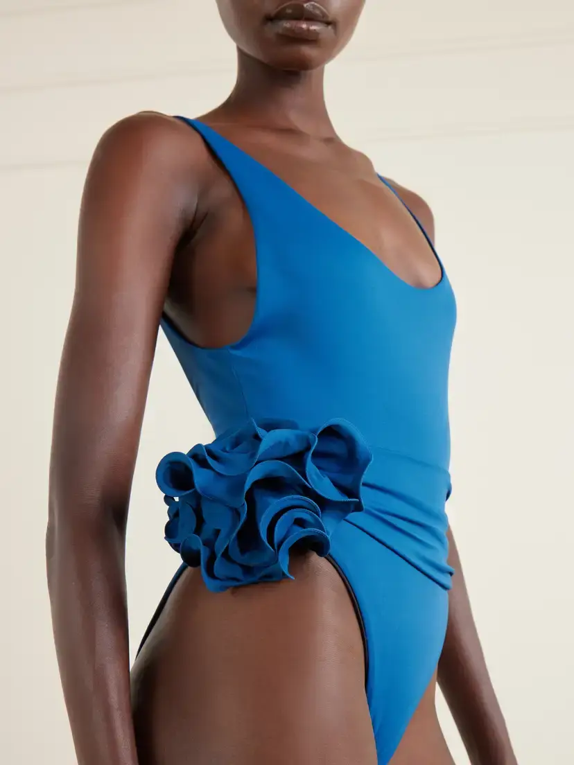 Magda Butrym Floral-appliquéd Gathered Swimsuit | Thumbnail 4 Magda Butrym Floral-appliquéd Gathered Swimsuit | Thumbnail 4