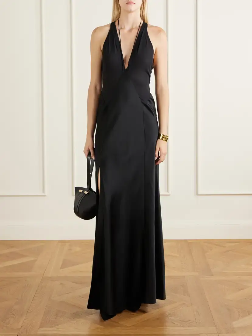 Victoria Beckham Paneled Satin Halterneck Gown | Thumbnail 2 Victoria Beckham Paneled Satin Halterneck Gown | Thumbnail 2