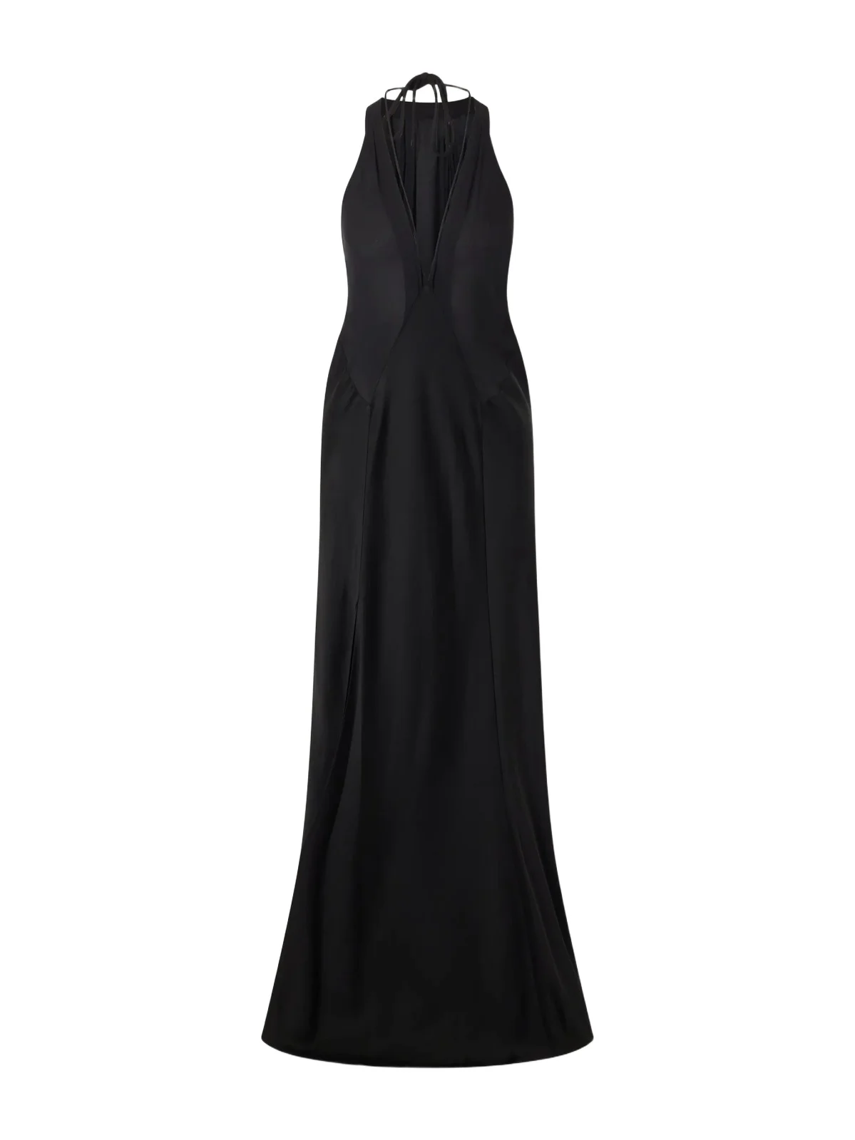 Paneled Satin Halterneck Gown