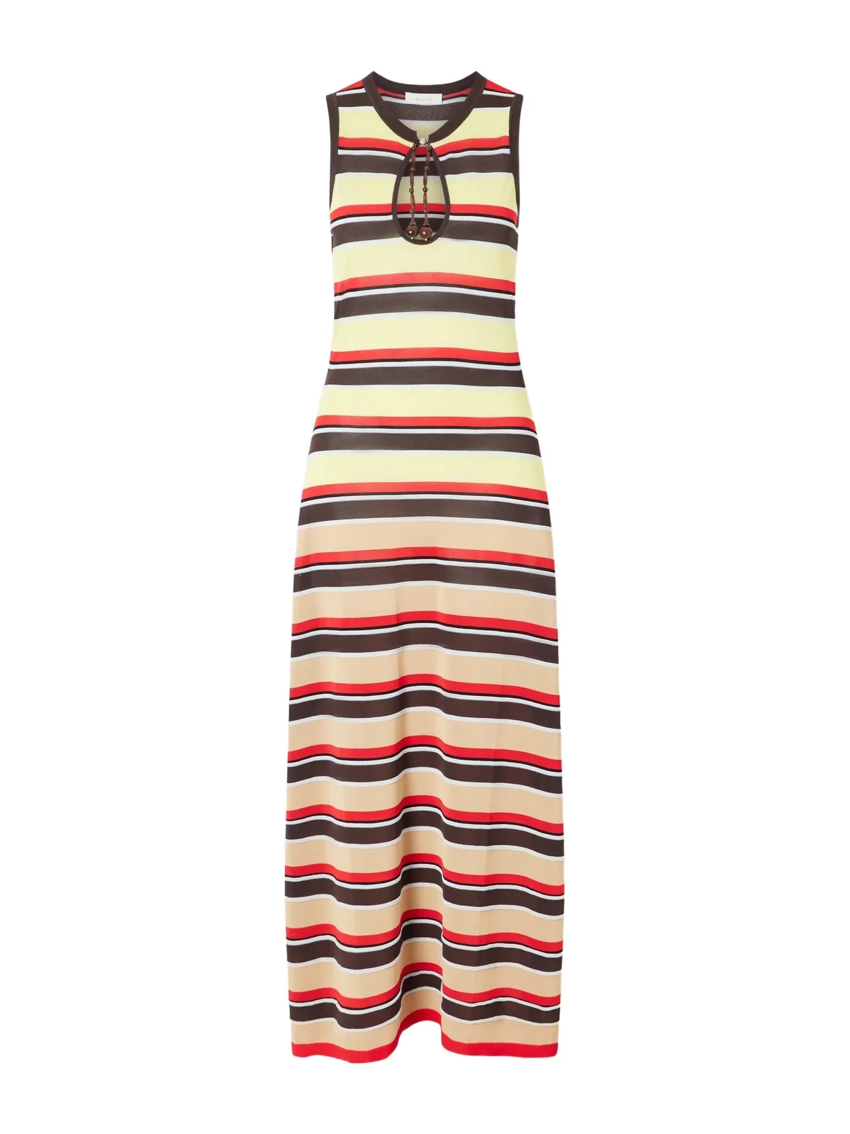 Bead-embellished Striped Knitted Maxi Dress Bead-embellished Striped Knitted Maxi Dress