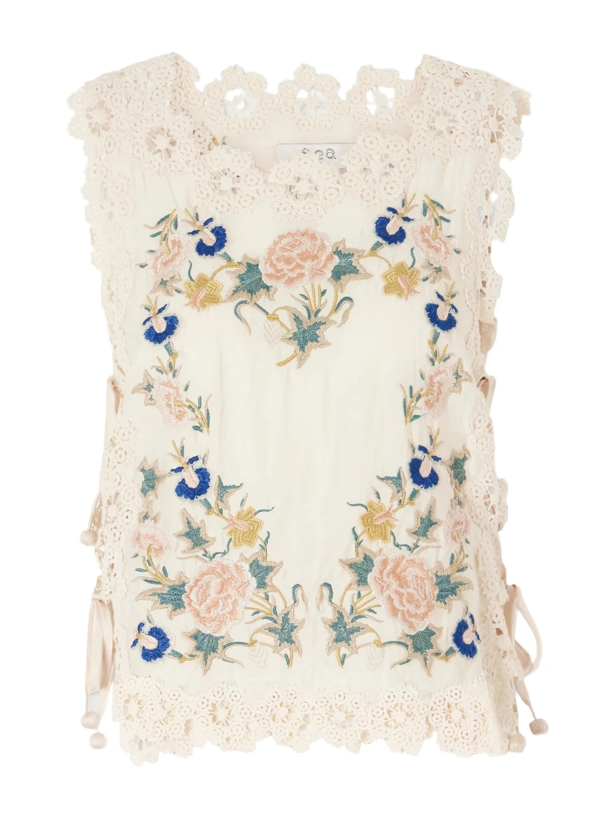 Adonna Floral-embroidered Crochet-knit Trimmed Cotton Tank Adonna Floral-embroidered Crochet-knit Trimmed Cotton Tank