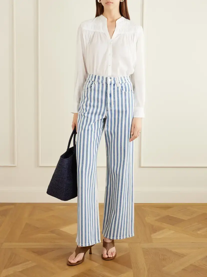 Veronica Beard Taylor Striped High-rise Wide-leg Jeans | Thumbnail 2 Veronica Beard Taylor Striped High-rise Wide-leg Jeans | Thumbnail 2