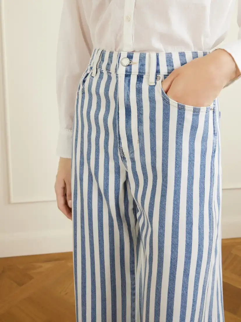 Veronica Beard Taylor Striped High-rise Wide-leg Jeans | Thumbnail 5 Veronica Beard Taylor Striped High-rise Wide-leg Jeans | Thumbnail 5