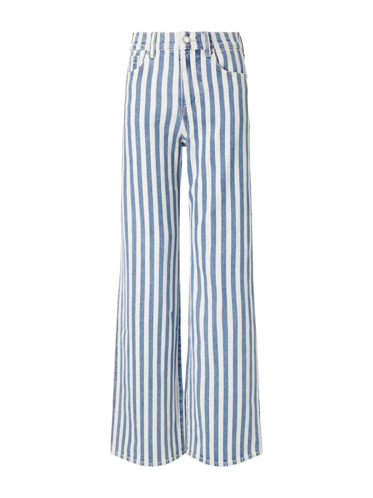 Veronica Beard Taylor Striped High-rise Wide-leg Jeans