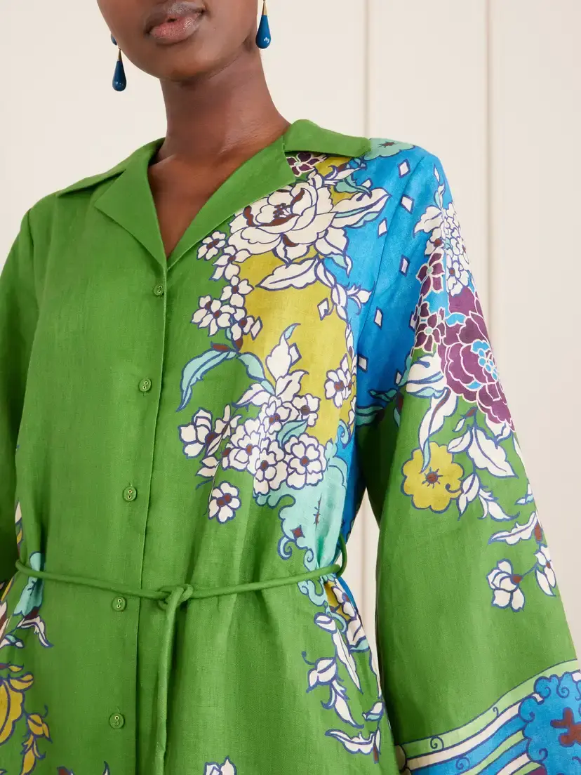 ALÉMAIS Nanci Belted Floral-print Linen Midi Dress | Thumbnail 4