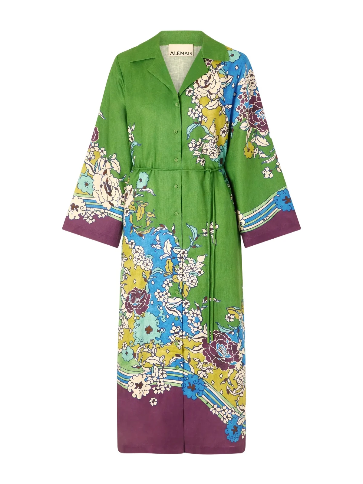 Nanci Belted Floral-print Linen Midi Dress Nanci Belted Floral-print Linen Midi Dress