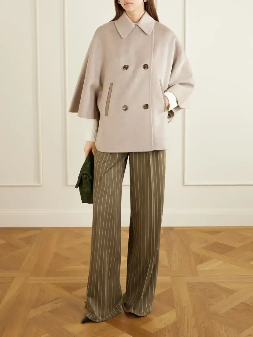 Max Mara Ospite Leather-trimmed Cashmere Cape | Thumbnail 2