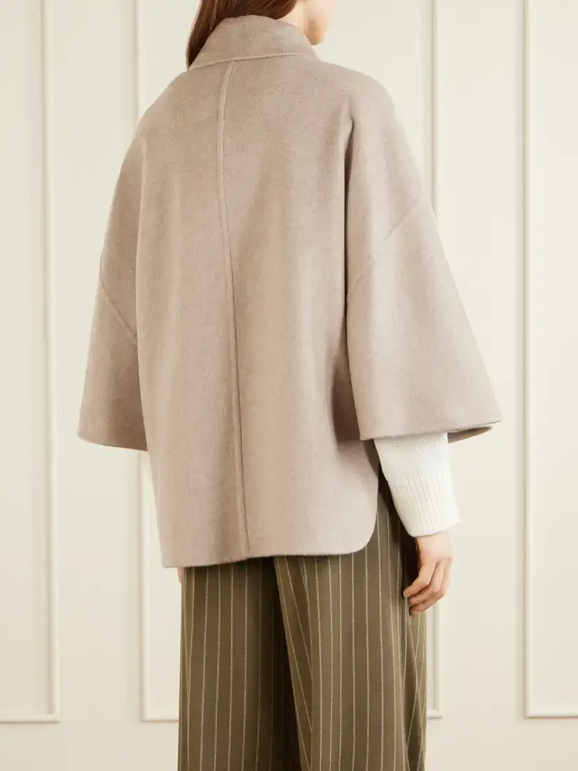 Max Mara Ospite Leather-trimmed Cashmere Cape | Thumbnail 4