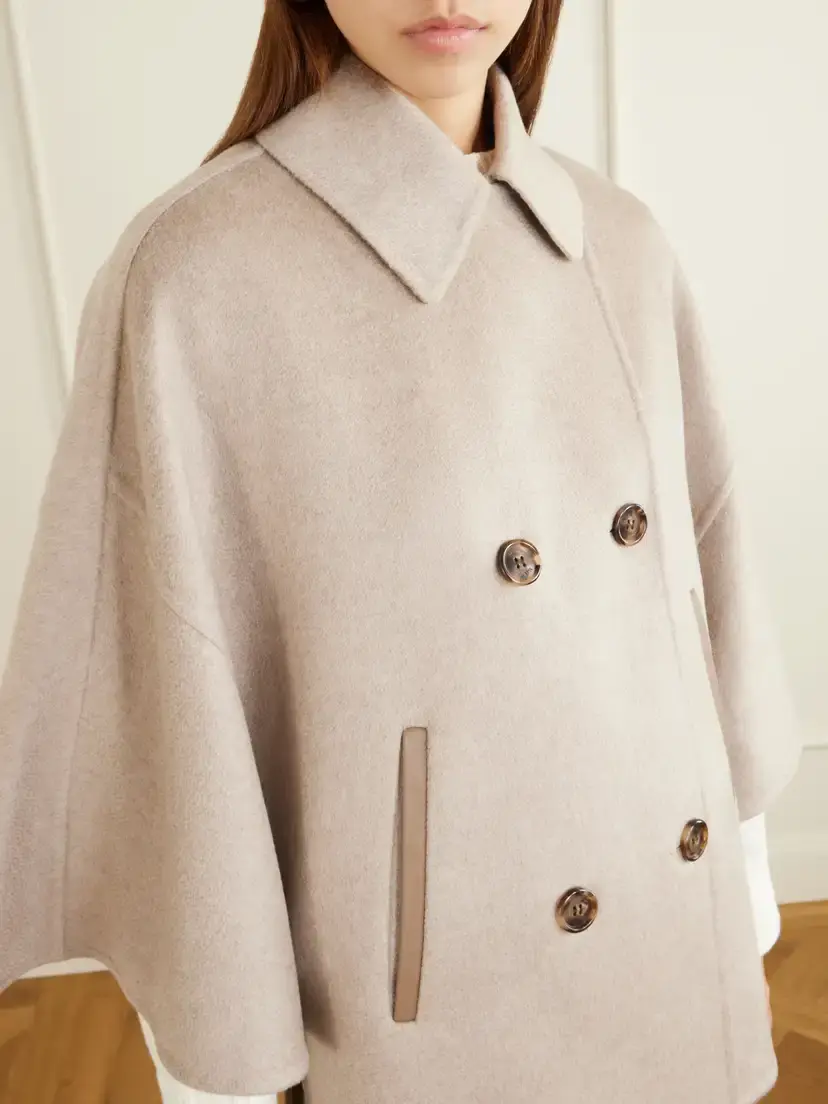 Max Mara Ospite Leather-trimmed Cashmere Cape | Thumbnail 5