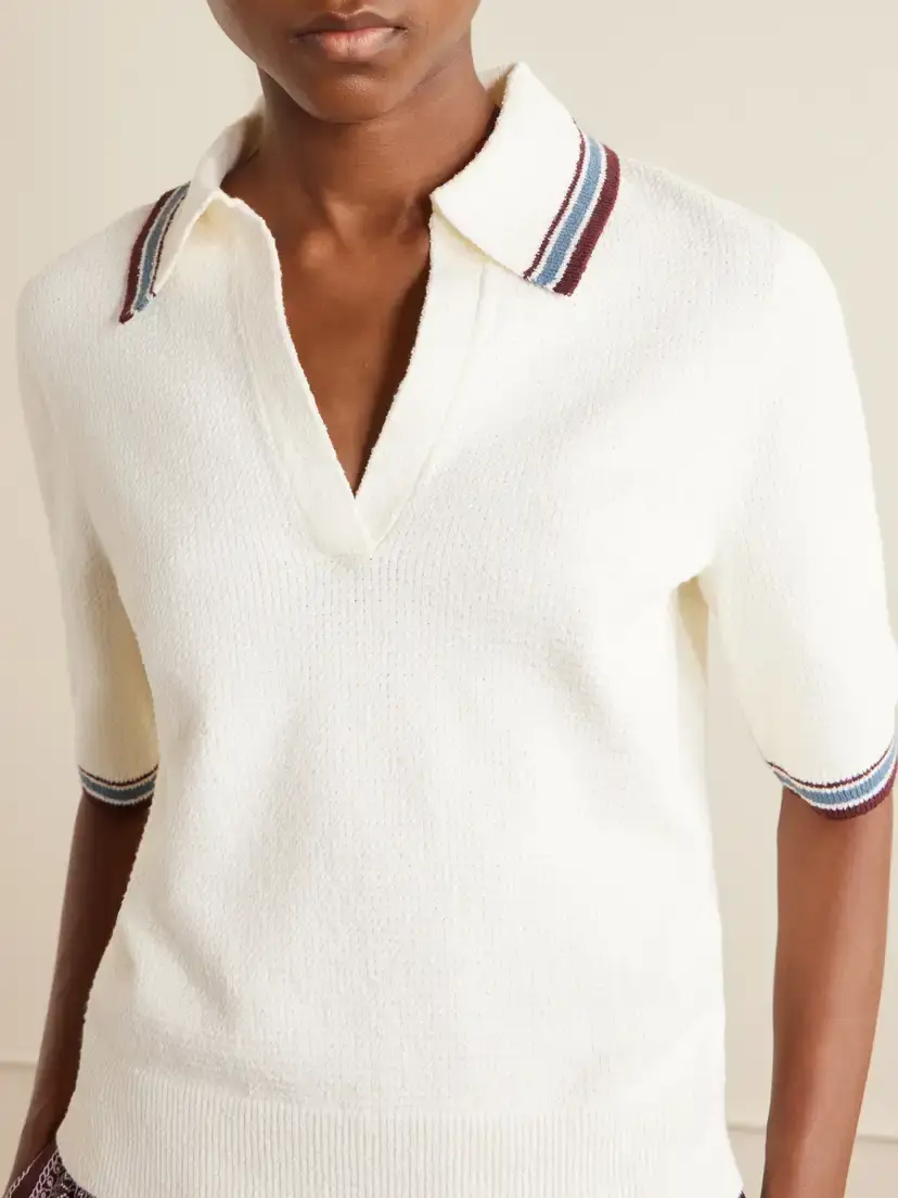 Veronica Beard Quinelle Striped Cotton-blend Polo Shirt | Thumbnail 4 Veronica Beard Quinelle Striped Cotton-blend Polo Shirt | Thumbnail 4