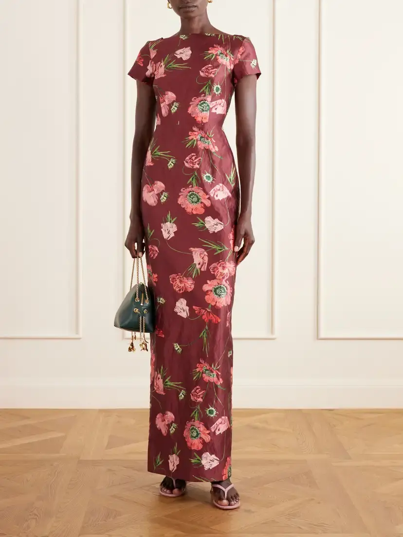 Erdem Floral-print Textured Satin Dress | Thumbnail 2 Erdem Floral-print Textured Satin Dress | Thumbnail 2