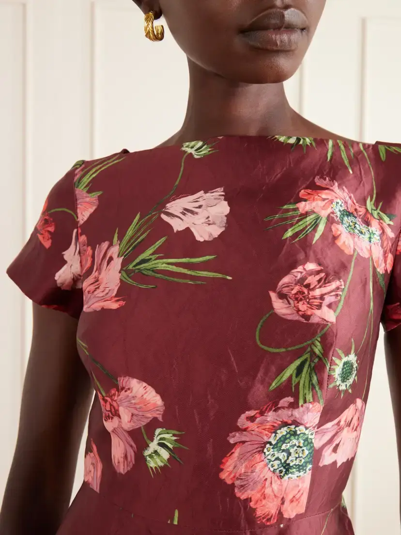 Erdem Floral-print Textured Satin Dress | Thumbnail 4 Erdem Floral-print Textured Satin Dress | Thumbnail 4