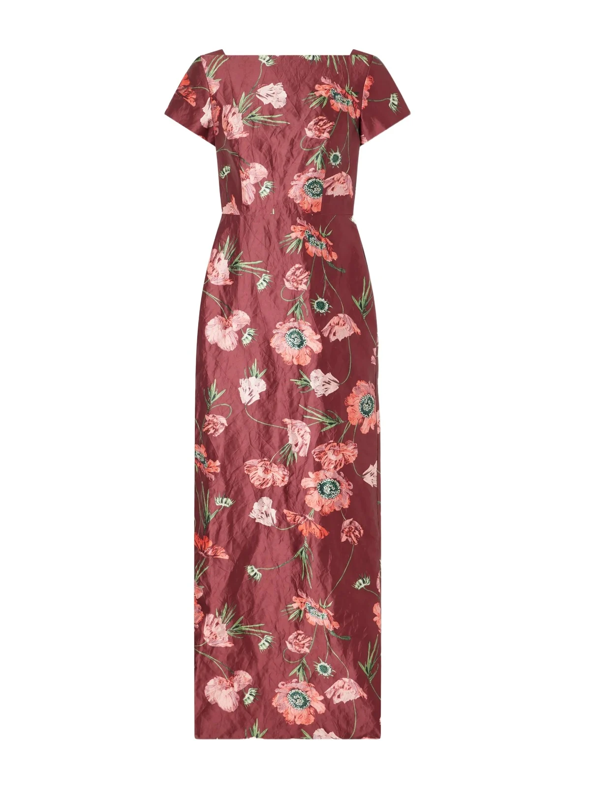 Floral-print Textured Satin Dress