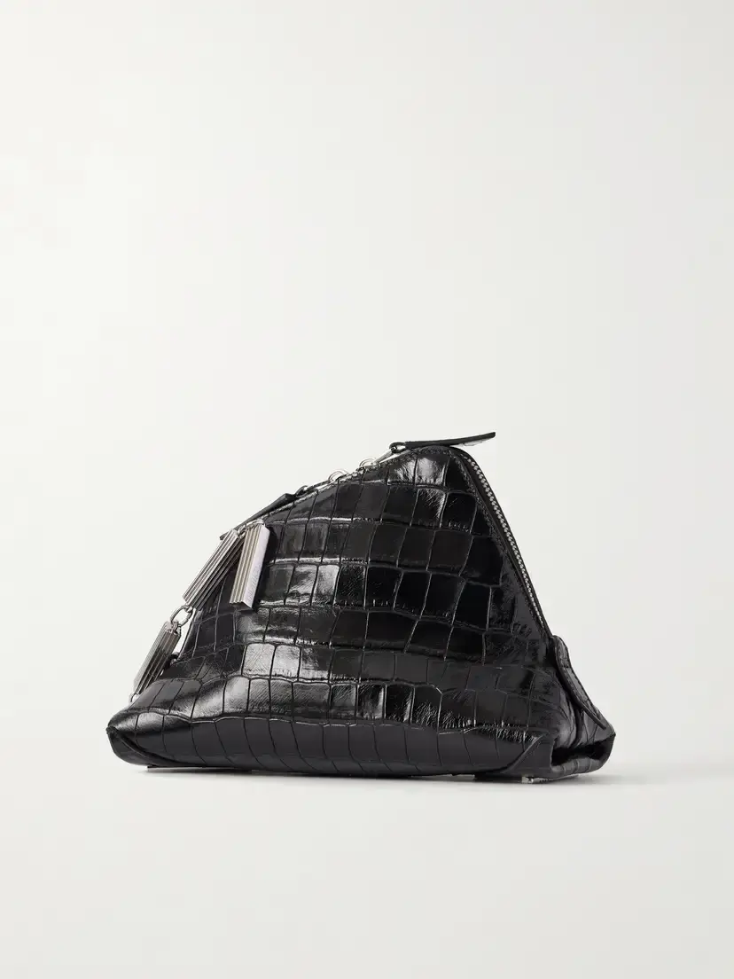 The Attico La Scala Asymmetric Croc-effect Leather Clutch | Thumbnail 4