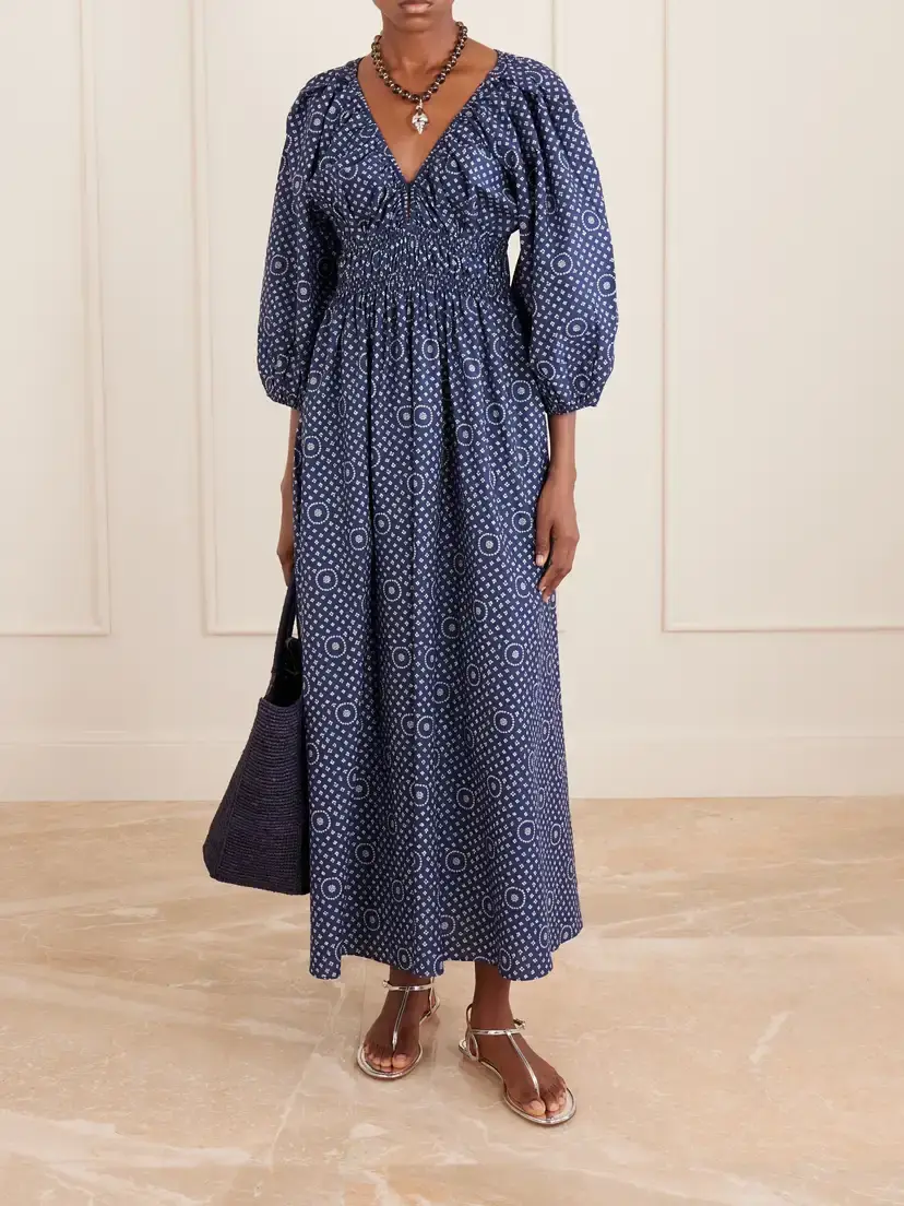 Matteau Shirred Paisley-print Organic Cotton Midi Dress | Thumbnail 2 Matteau Shirred Paisley-print Organic Cotton Midi Dress | Thumbnail 2