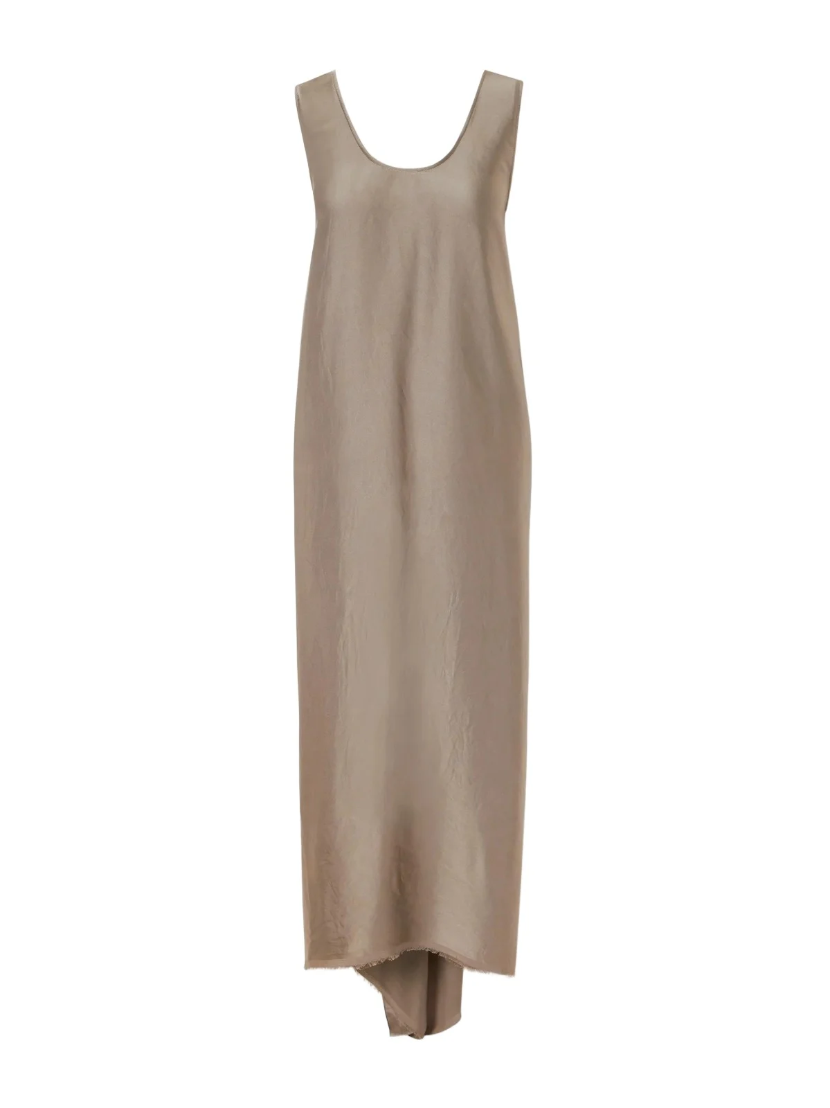 Signy Gathered Frayed Satin Midi Dress