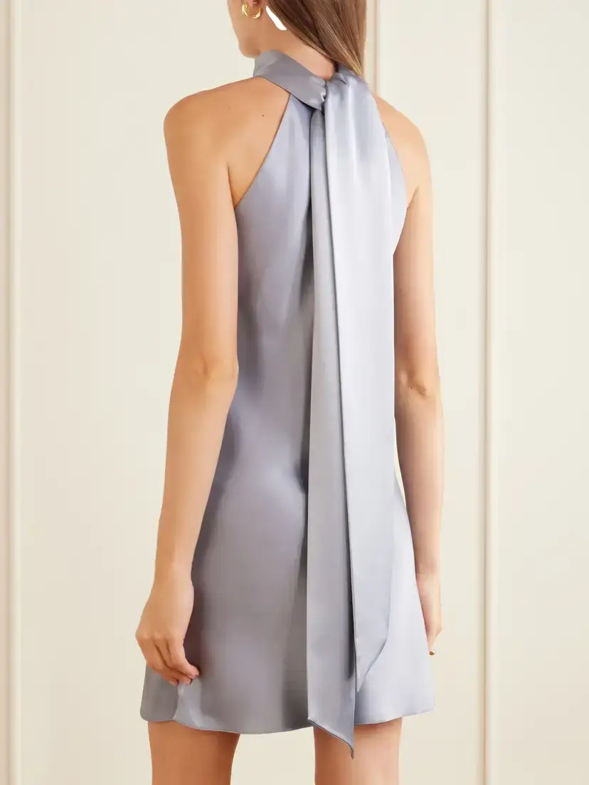 Galvan Siena Satin Halterneck Mini Dress | Thumbnail 3 Galvan Siena Satin Halterneck Mini Dress | Thumbnail 3