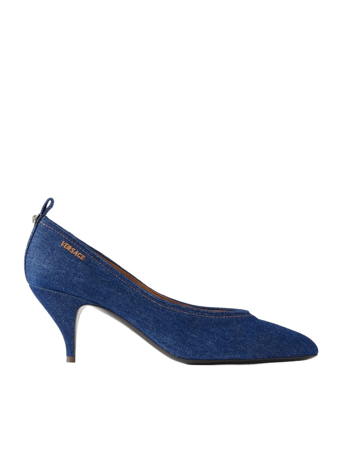 Tina 65 Medusa-embellished Denim Pumps