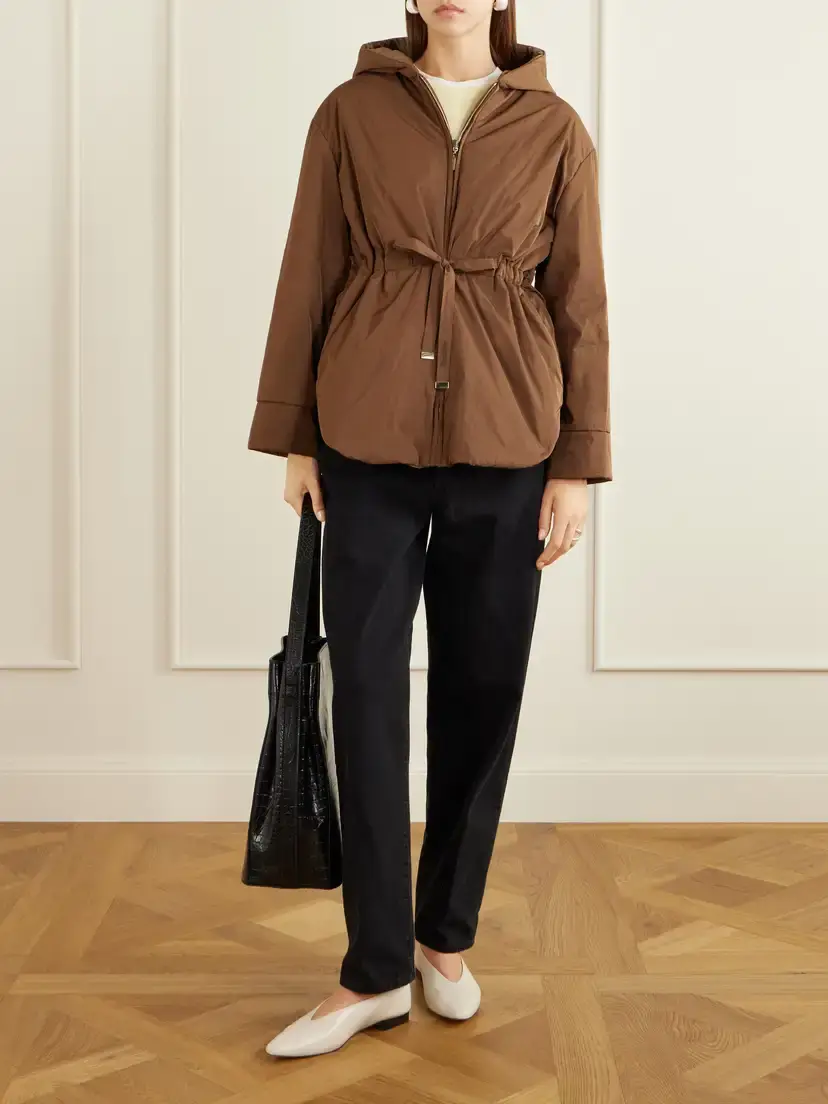 Max Mara Charme Hooded Belted Shell Jacket | Thumbnail 2 Max Mara Charme Hooded Belted Shell Jacket | Thumbnail 2