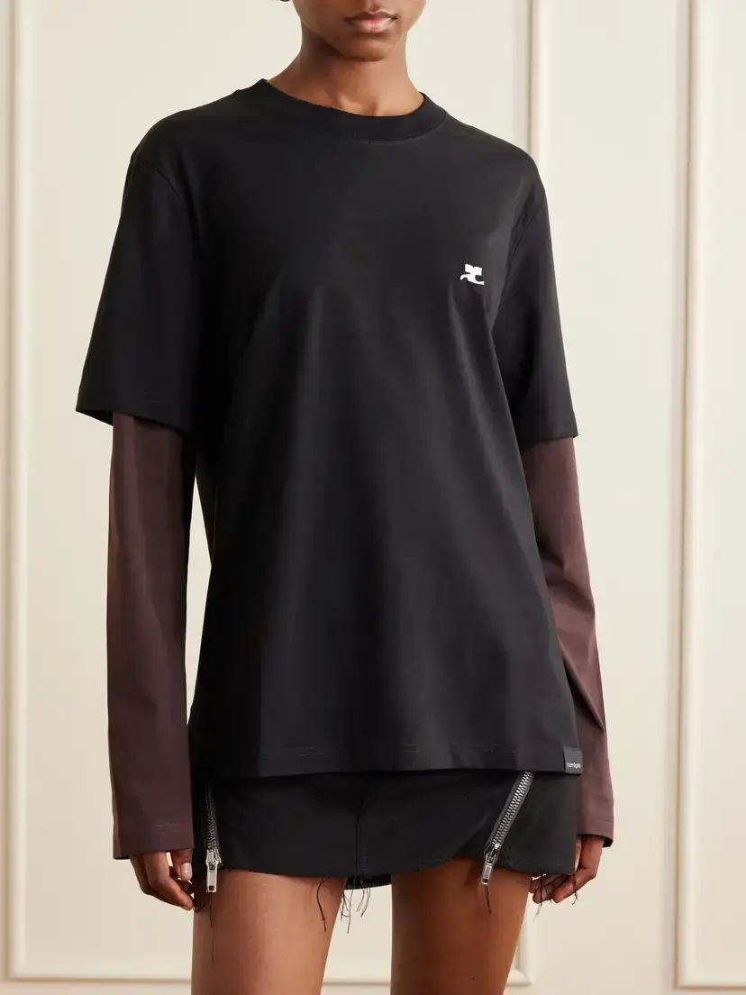 Courrèges Logo-embroidered Cotton-jersey T-shirt | Thumbnail 3 Courrèges Logo-embroidered Cotton-jersey T-shirt | Thumbnail 3