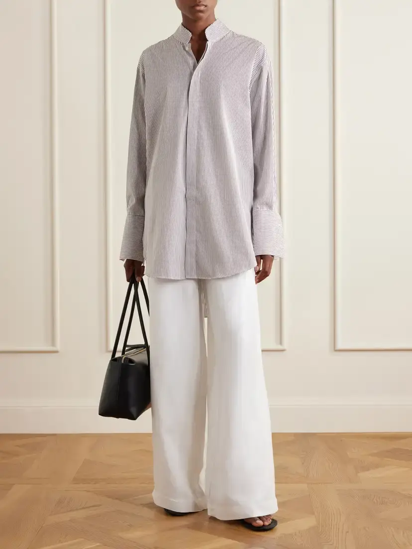 Comme Si Mandarin-collar Striped Cotton-poplin Tunic | Thumbnail 2 Comme Si Mandarin-collar Striped Cotton-poplin Tunic | Thumbnail 2