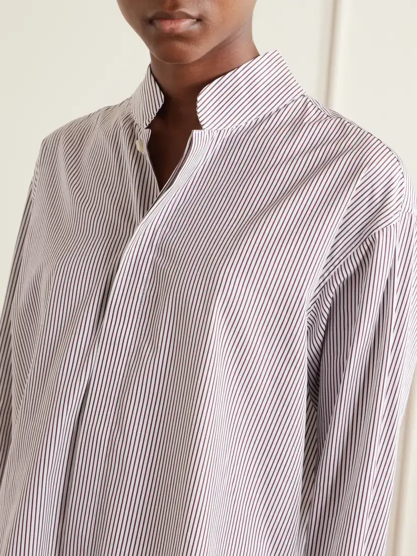 Comme Si Mandarin-collar Striped Cotton-poplin Tunic | Thumbnail 4 Comme Si Mandarin-collar Striped Cotton-poplin Tunic | Thumbnail 4