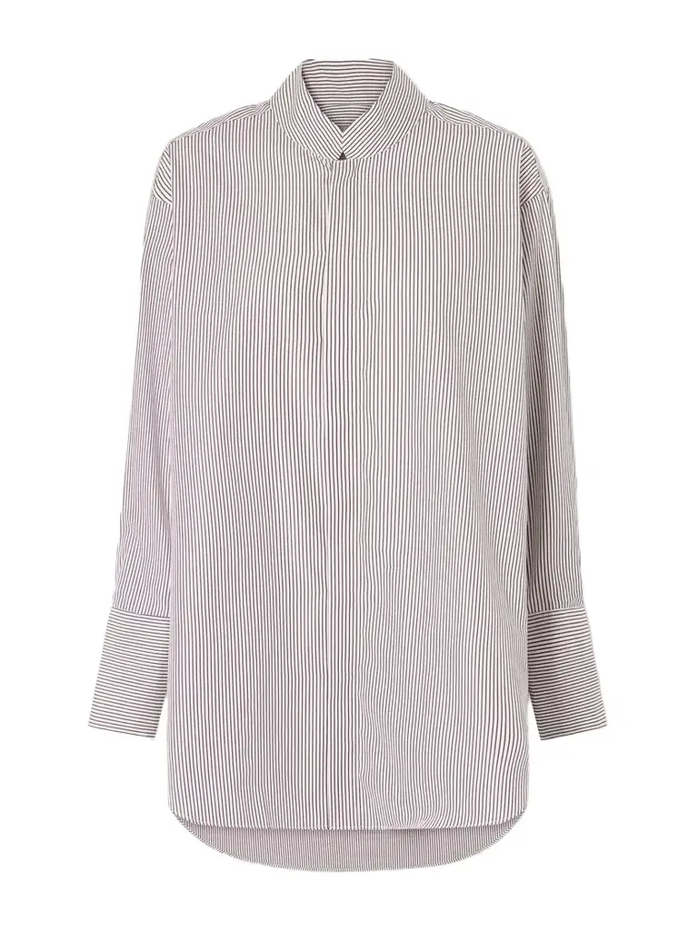 Comme Si Mandarin-collar Striped Cotton-poplin Tunic | Image 1 Comme Si Mandarin-collar Striped Cotton-poplin Tunic | Image 1
