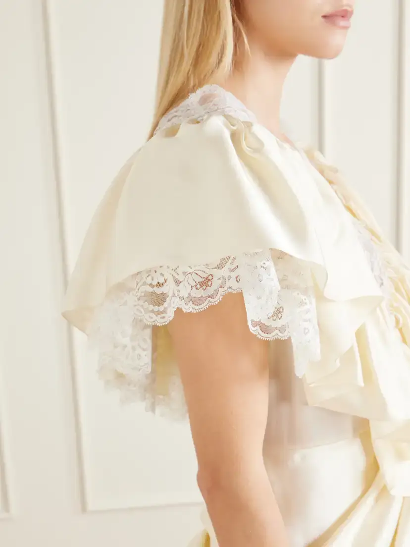 Chloé Ruffled Lace-trimmed Silk-satin Playsuit | Thumbnail 5