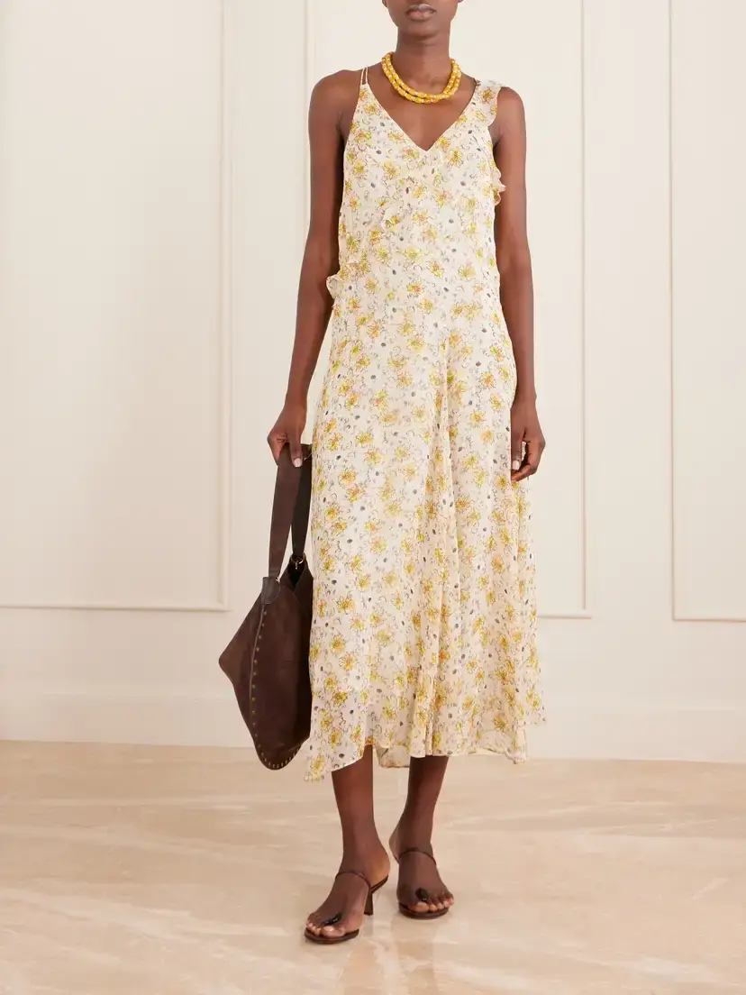 Marant Étoile Luxie Ruffled Chiffon Dress | Thumbnail 2 Marant Étoile Luxie Ruffled Chiffon Dress | Thumbnail 2