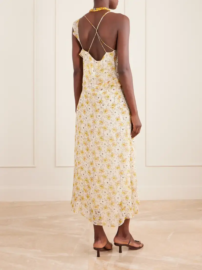 Marant Étoile Luxie Ruffled Chiffon Dress | Thumbnail 3 Marant Étoile Luxie Ruffled Chiffon Dress | Thumbnail 3
