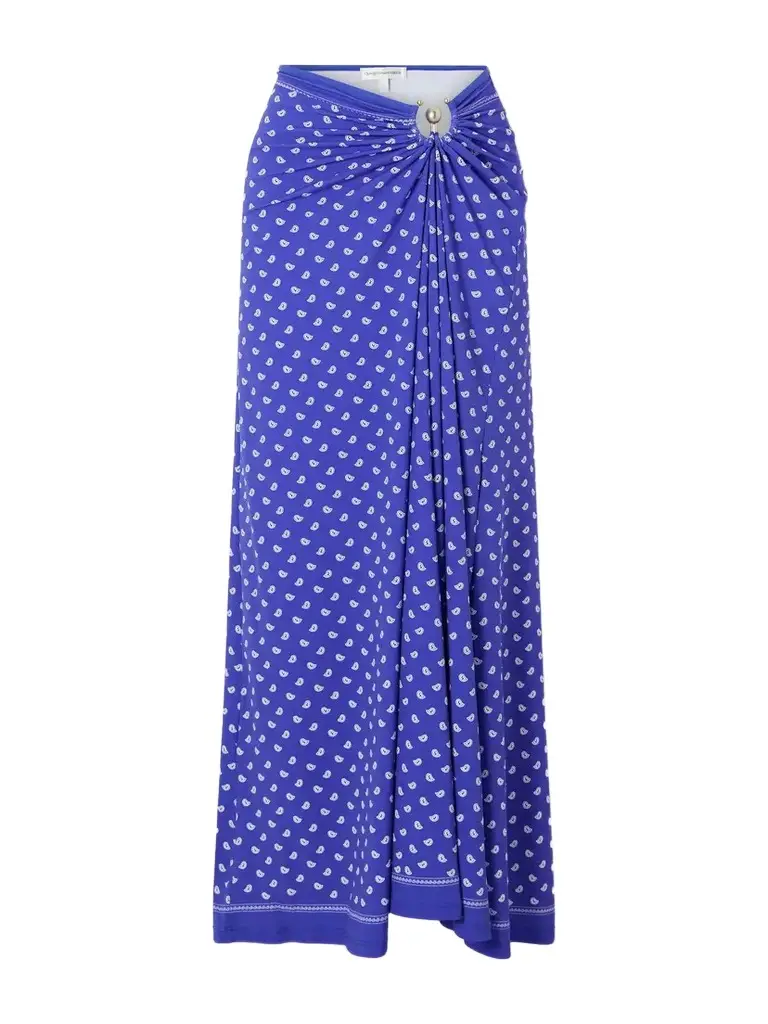 Christopher Esber Orbit Embellished Ruched Printed Stretch-jersey Maxi Skirt | Image 1 Christopher Esber Orbit Embellished Ruched Printed Stretch-jersey Maxi Skirt | Image 1