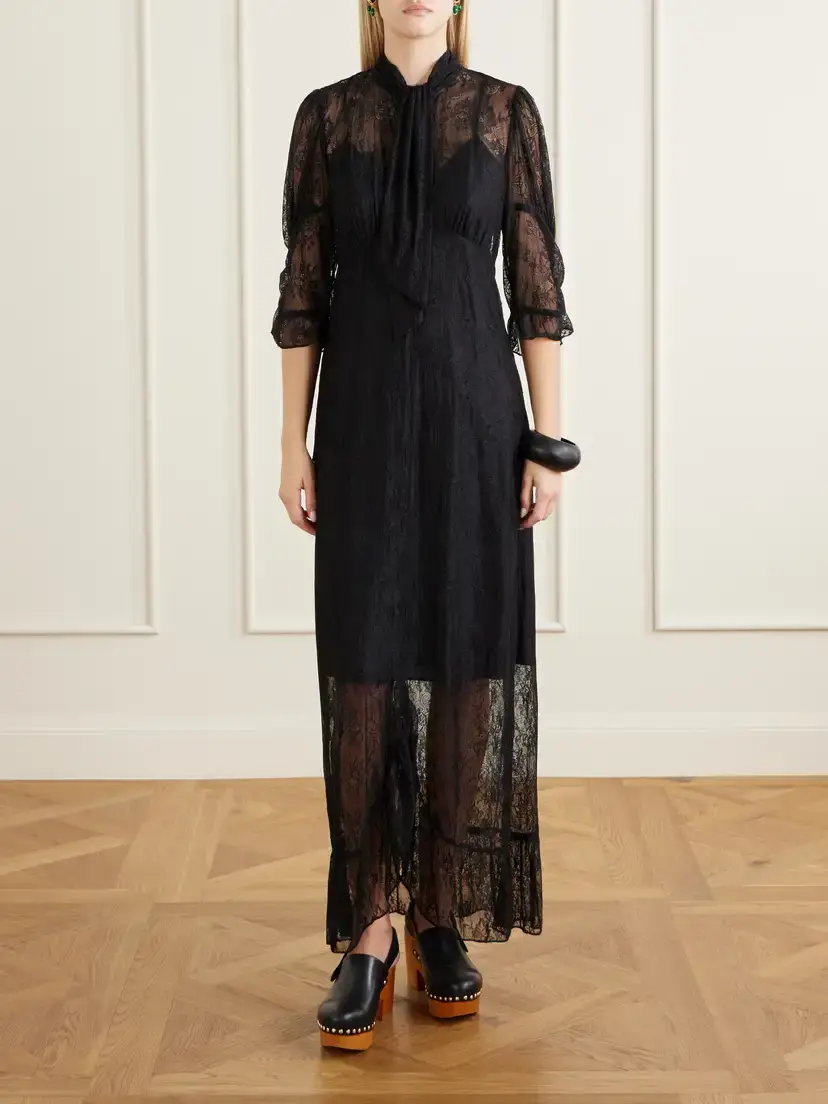 ANNA SUI Tie-detailed Ruffled Lace Midi Dress | Thumbnail 2 ANNA SUI Tie-detailed Ruffled Lace Midi Dress | Thumbnail 2