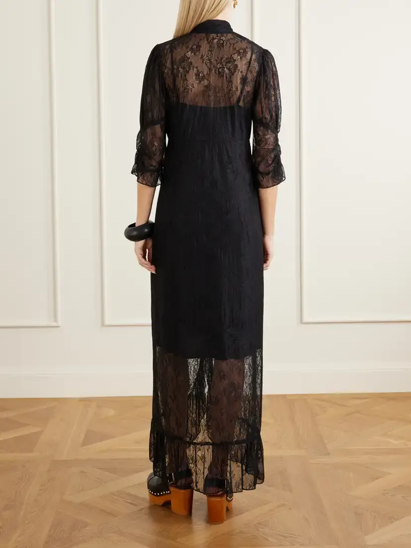 ANNA SUI Tie-detailed Ruffled Lace Midi Dress | Thumbnail 3 ANNA SUI Tie-detailed Ruffled Lace Midi Dress | Thumbnail 3