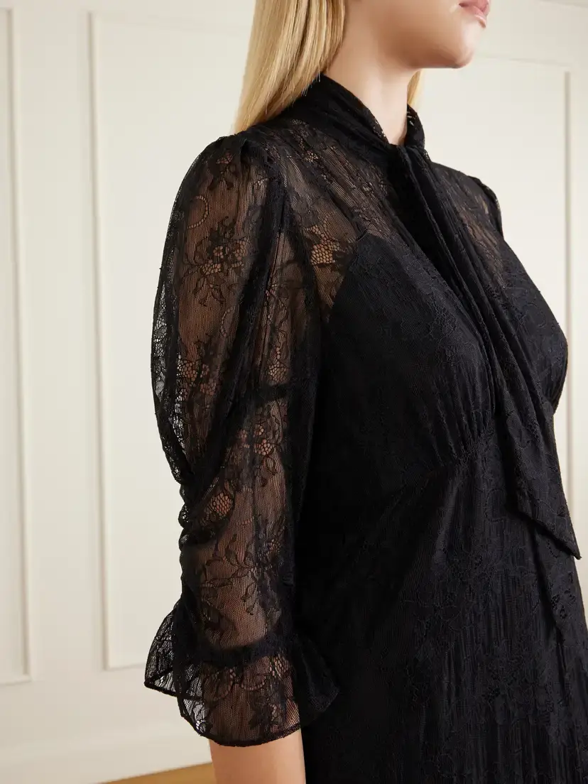 ANNA SUI Tie-detailed Ruffled Lace Midi Dress | Thumbnail 4 ANNA SUI Tie-detailed Ruffled Lace Midi Dress | Thumbnail 4