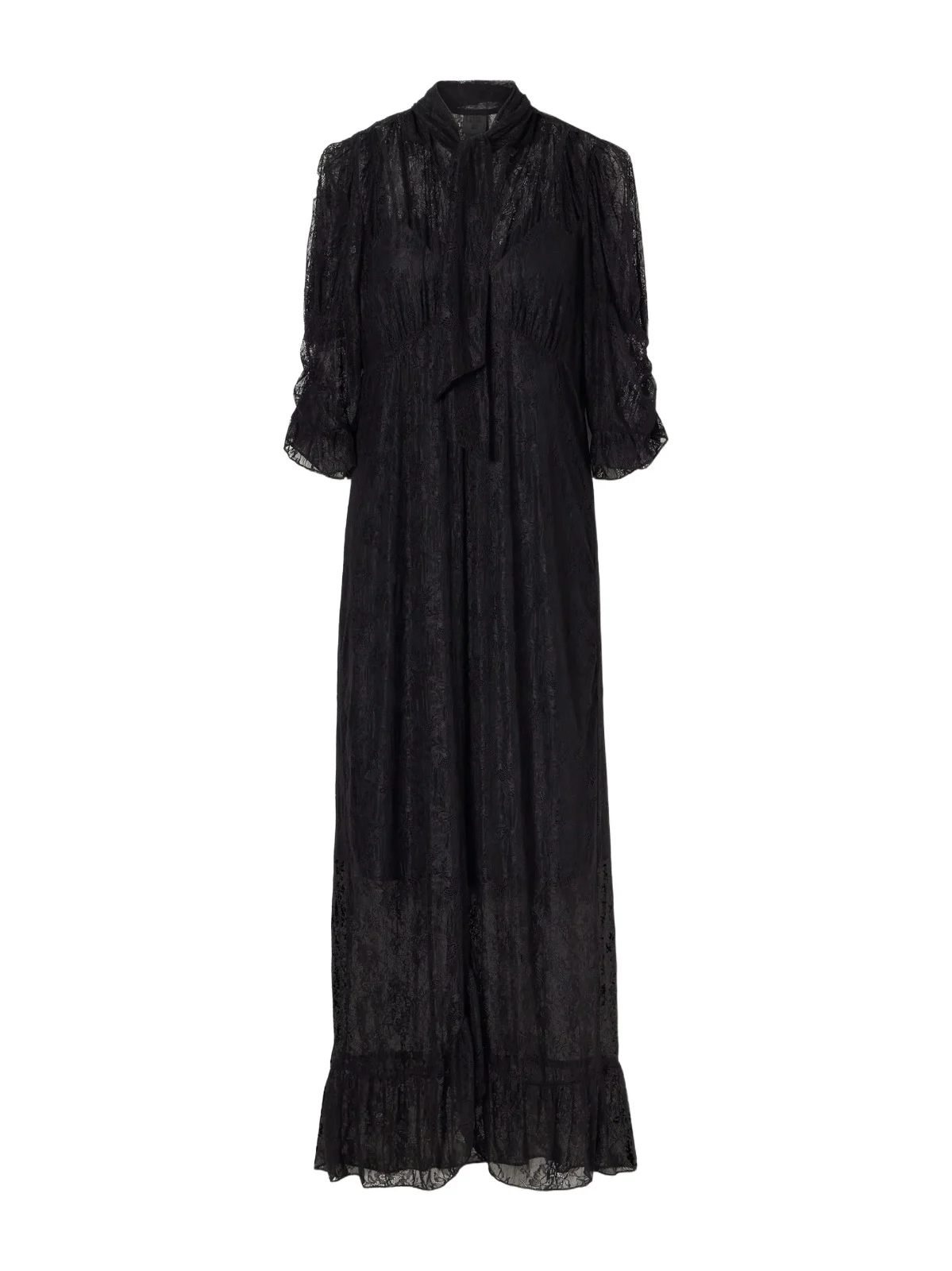 Tie-detailed Ruffled Lace Midi Dress Tie-detailed Ruffled Lace Midi Dress