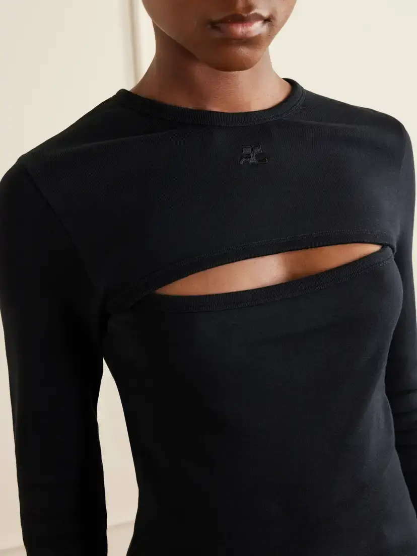 Courrèges Slash Logo-embroidered Cut-out Cotton Shirt | Thumbnail 4 Courrèges Slash Logo-embroidered Cut-out Cotton Shirt | Thumbnail 4