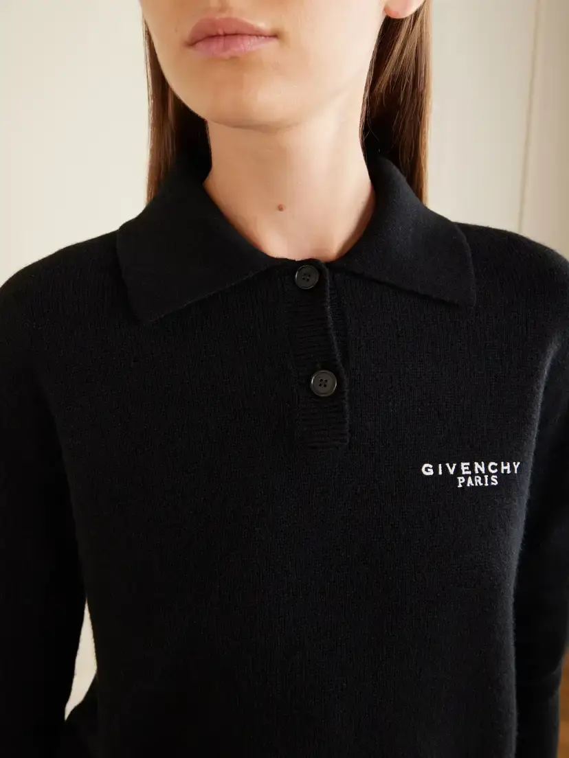 Givenchy Logo-embroidered Wool And Cashmere-blend Polo Sweater | Thumbnail 5 Givenchy Logo-embroidered Wool And Cashmere-blend Polo Sweater | Thumbnail 5
