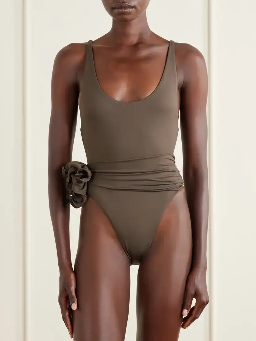 Magda Butrym Floral-appliquéd Gathered Swimsuit | Thumbnail 2 Magda Butrym Floral-appliquéd Gathered Swimsuit | Thumbnail 2