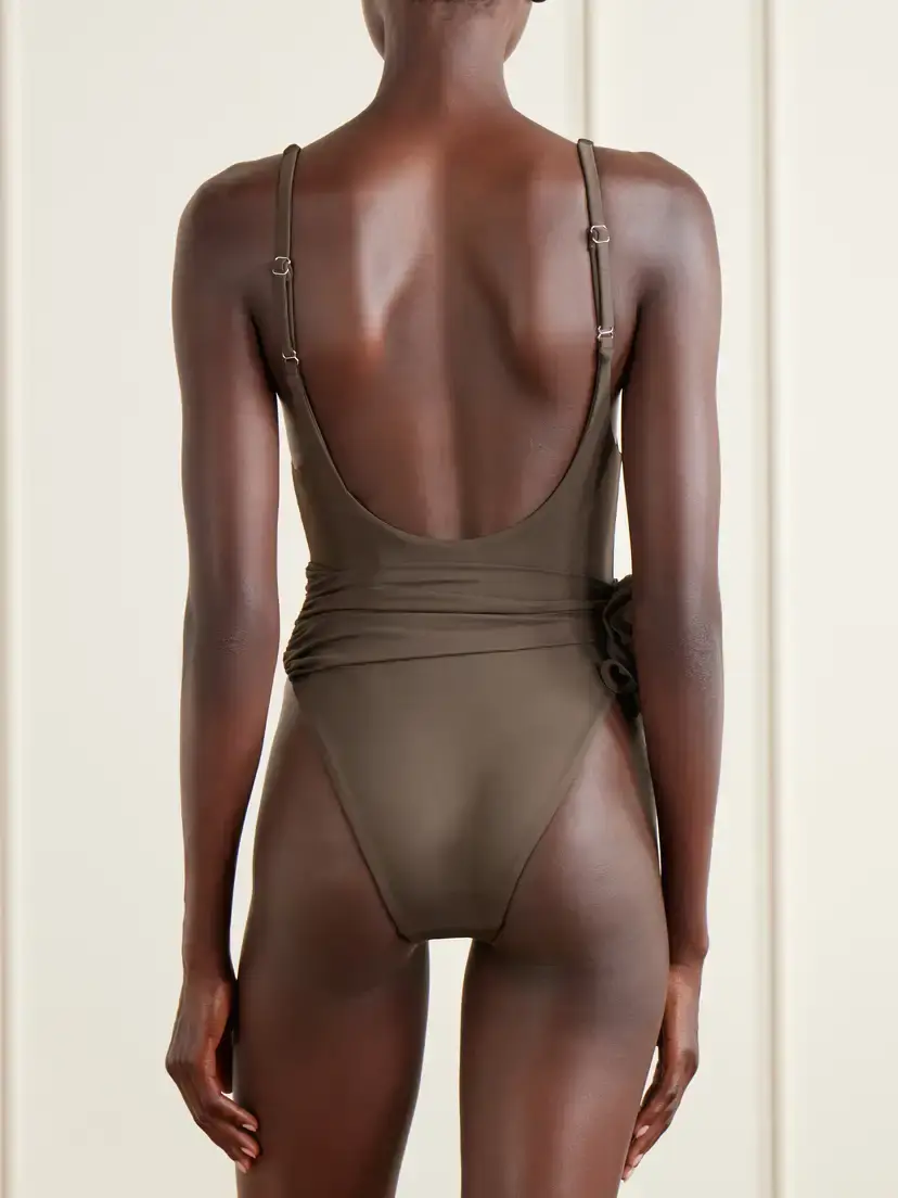 Magda Butrym Floral-appliquéd Gathered Swimsuit | Thumbnail 3 Magda Butrym Floral-appliquéd Gathered Swimsuit | Thumbnail 3