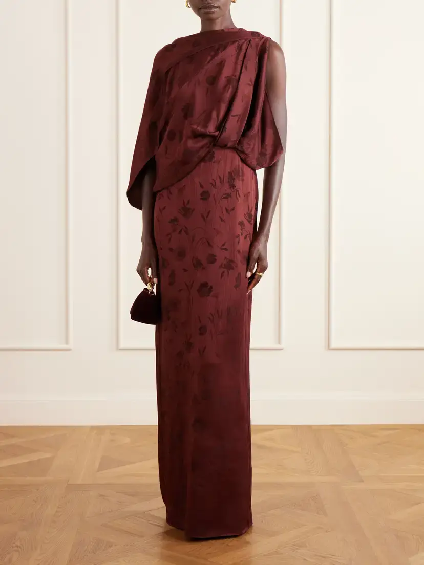 Erdem Draped Floral-jacquard Crepon Gown | Thumbnail 2 Erdem Draped Floral-jacquard Crepon Gown | Thumbnail 2