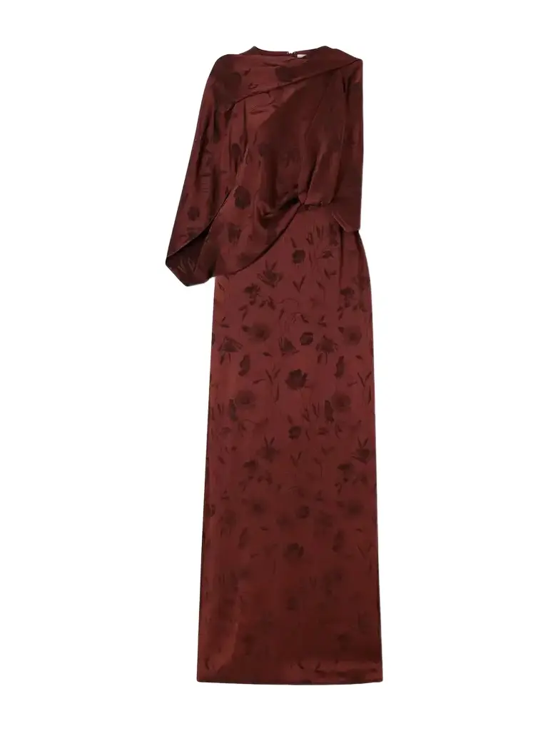 Erdem Draped Floral-jacquard Crepon Gown | Image 1 Erdem Draped Floral-jacquard Crepon Gown | Image 1