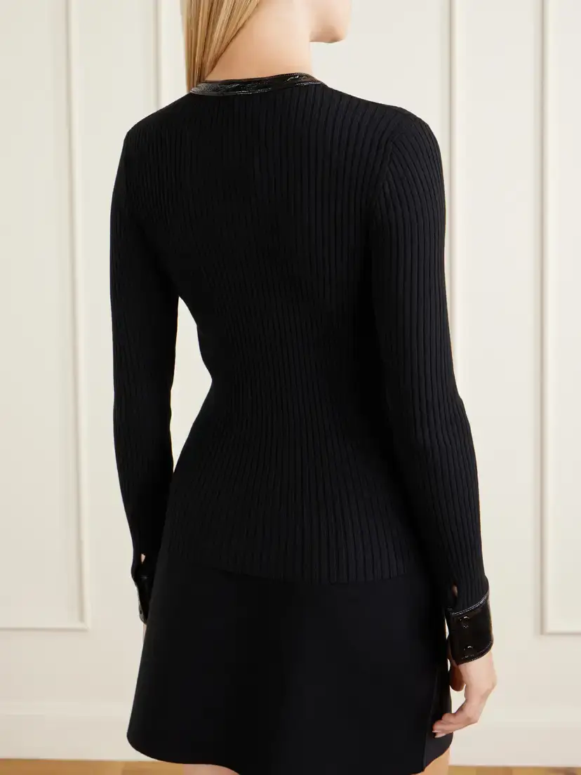 Courrèges Logo-embroidered Ribbed-knit Cardigan | Thumbnail 4 Courrèges Logo-embroidered Ribbed-knit Cardigan | Thumbnail 4