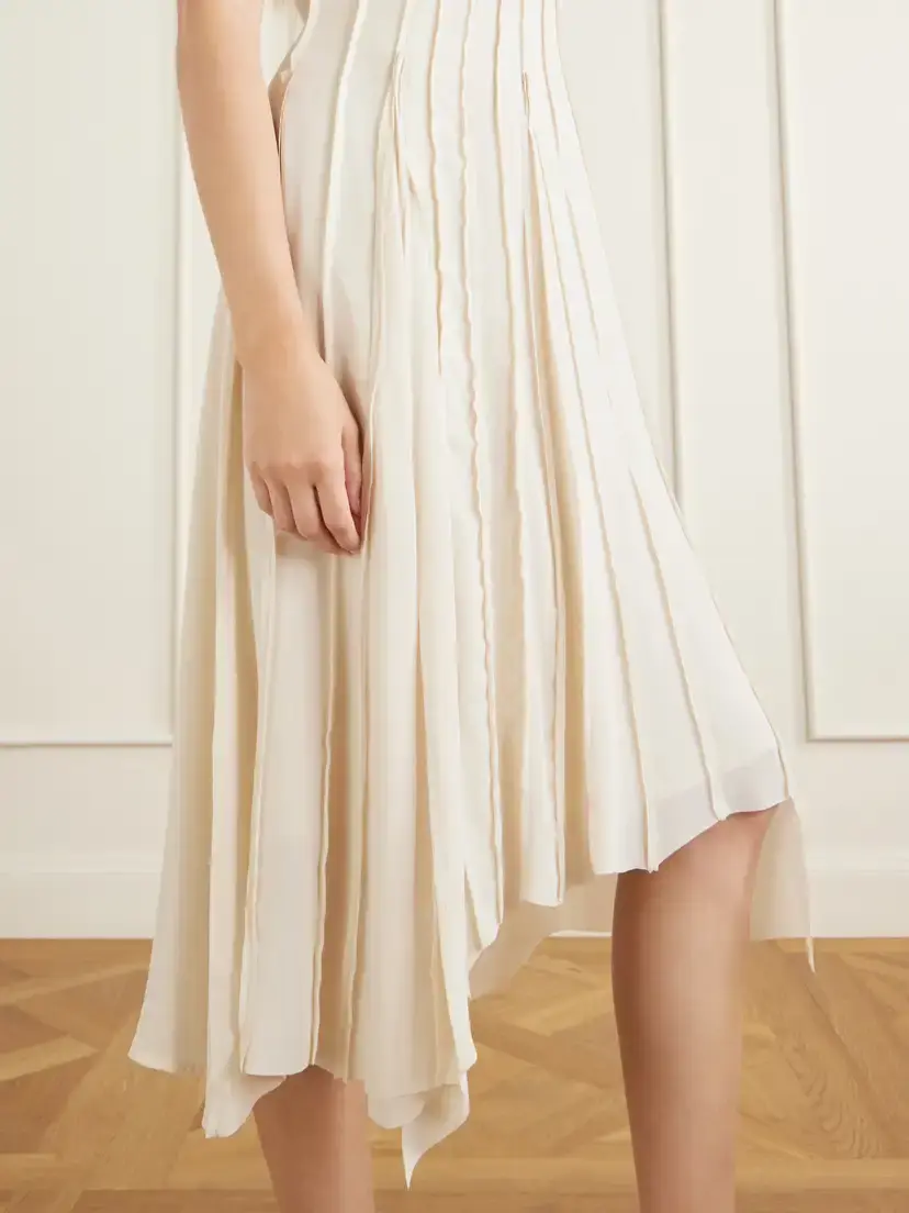 Victoria Beckham Pleated Cady Midi Dress | Thumbnail 4 Victoria Beckham Pleated Cady Midi Dress | Thumbnail 4