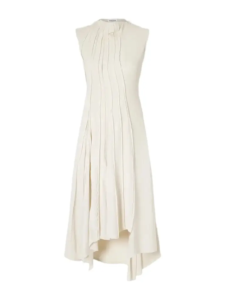 Victoria Beckham Pleated Cady Midi Dress | Image 1 Victoria Beckham Pleated Cady Midi Dress | Image 1